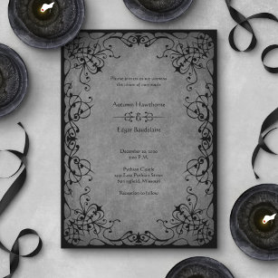 Black Lace Gothic Wedding Invitation