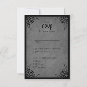 Black Lace Gothic Wedding RSVP Card