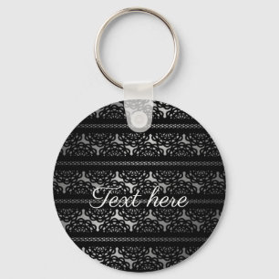 Black Lace Grey and White Gradient Personalised Key Ring