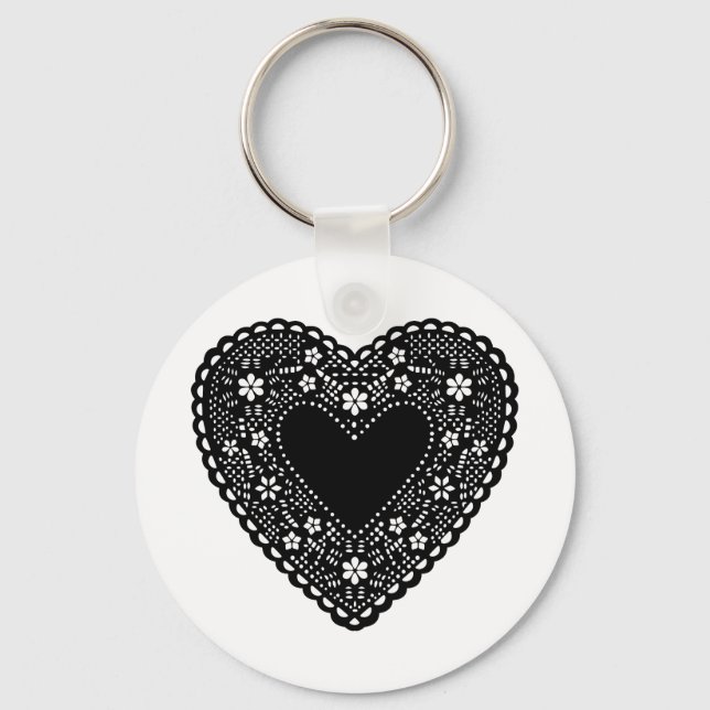 Black Lace Heart Key Ring (Front)