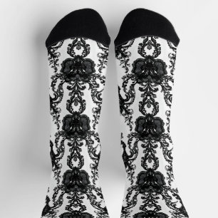 Black Lace Intricate Flowers Socks