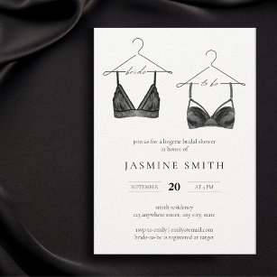 Black Lace Lingerie Bridal Shower Modern Invitation