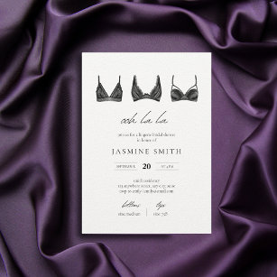 Black Lace Lingerie Bridal Shower Modern Invitation