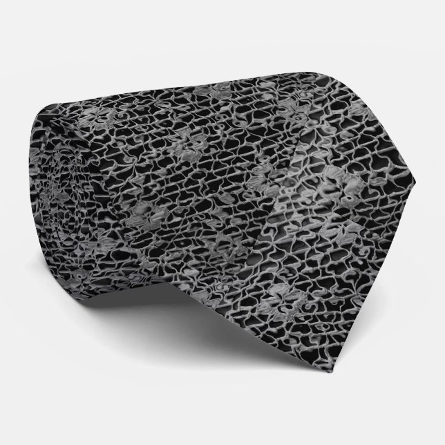 BLACK LACE-LOOK TIE (Rolled)