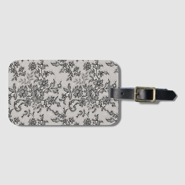 Black Lace Luggage Tag (Front Horizontal)