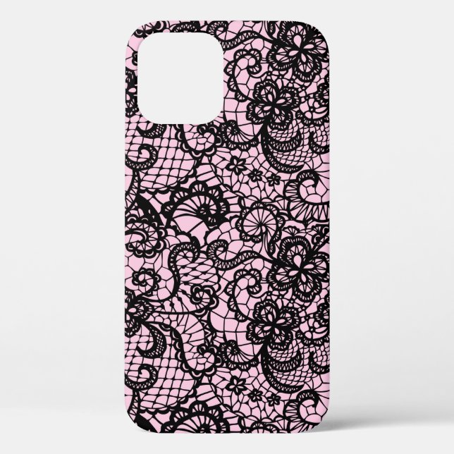 Black Lace On Pink Case-Mate iPhone Case (Back)