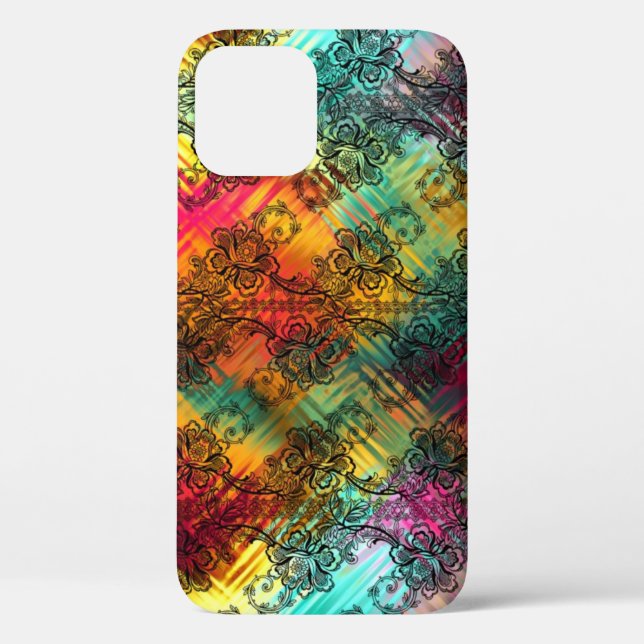 Black Lace On Rainbow Glass Case-Mate iPhone Case (Back)