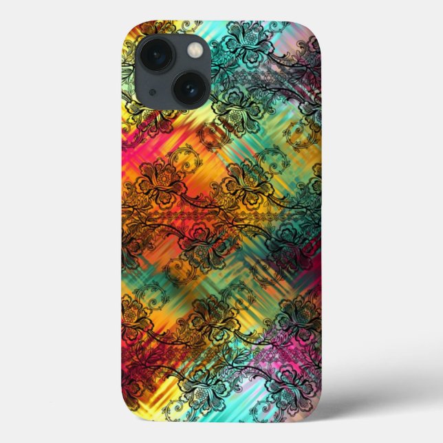 Black Lace On Rainbow Glass Case-Mate iPhone Case (Back)