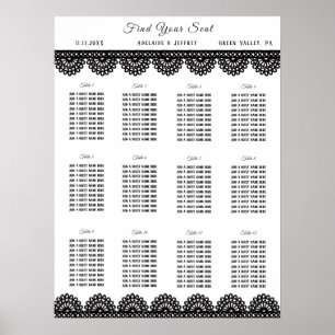 Black Lace on Soft Lavender Custom Seating Chart
