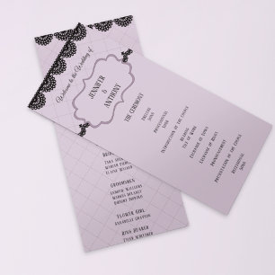 Black Lace on Soft Lavender Custom Wedding Program