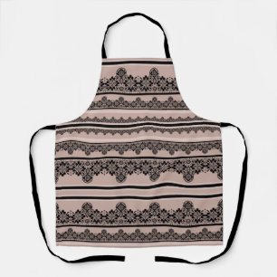 Black lace, openwork, brown background, beige, Bla Apron