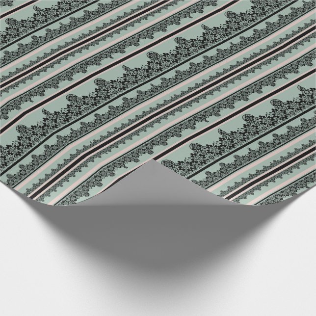 Black lace , openwork throw pillow wrapping paper (Corner)