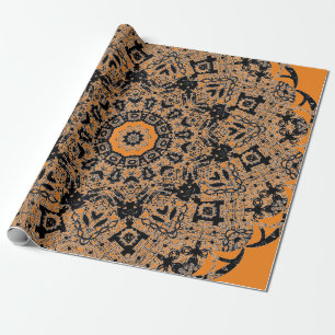 BLACK LACE ORANGE GIFT Wrapping Paper HALLOWEEN