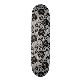 Black lace pattern on white background skateboard