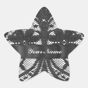 Black lace personalised star sticker