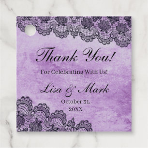Black Lace Purple Gothic Wedding Favour Tags