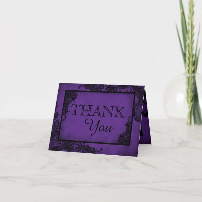 Black Lace Purple Modern Goth Thank You (Front)