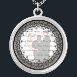 Black Lace Silver Round Photo Necklace<br><div class="desc">Personalise this pretty necklace to have as wedding favours at your wedding reception or to have one yourself as a remembrance of your special day. This necklace is also the perfect gift for the bride at her bridal shower. Personalise by adding your photo.</div>