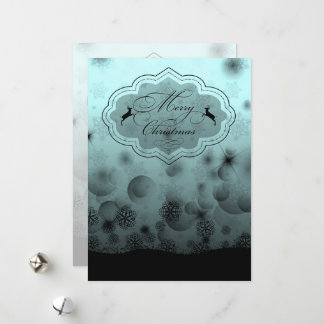 Black Lace Snowflakes Reindeer Merry Christmas Holiday Card
