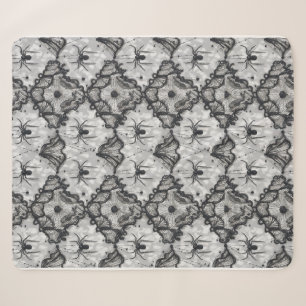 Black Lace Spider Web Seamless Pattern – Gothic Sherpa Blanket