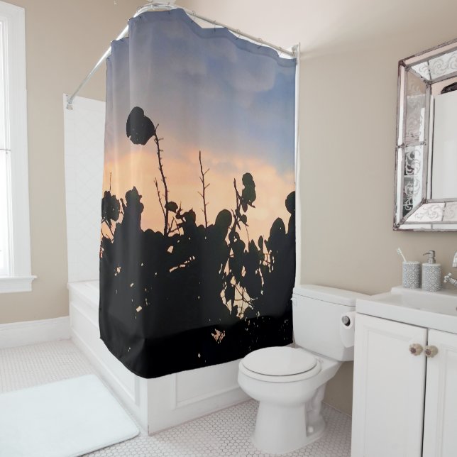 Black Lace Sunset Shower Curtain (In Situ)
