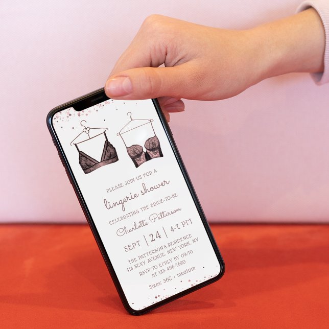 Black Lace Watercolor Lingerie Bridal Shower Invitation (Creator Uploaded)