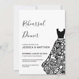 Black Lace Wedding Dress  Rehearsal   Invitation