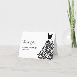 Black Lace Wedding Dress Thank You Card