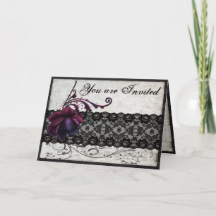 Black Lace Wedding Invitation