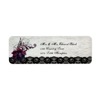 Black Lace Wedding Return Address Label