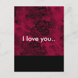 Black Lace With Dark Red Background Postcard