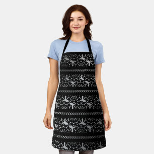 Black Lace With Grey and White Gradient Apron