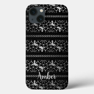 Black Lace With Grey White Gradient Personalised iPhone 13 Case