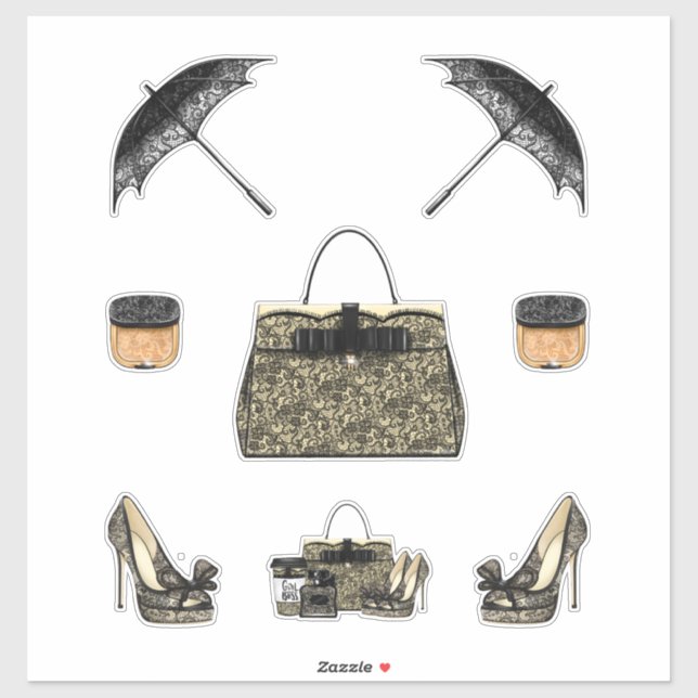 Black Lace Women Decals Planner Notebook Journal (Sheet)