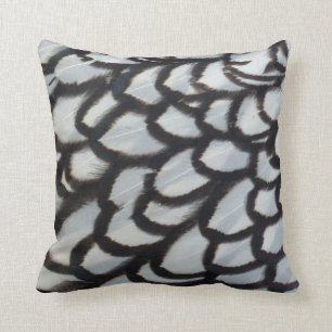 Black Laced Wyandotte Feather Cushion