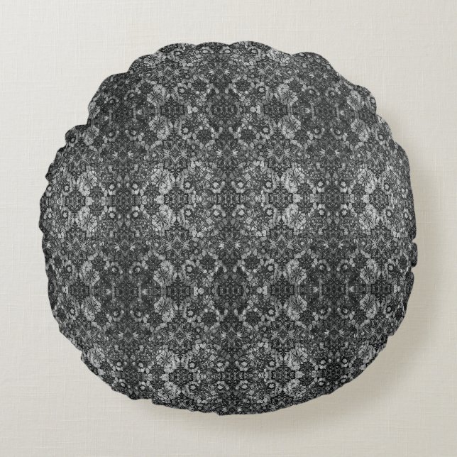 Black Lacework Artistry Round Cushion (Front)