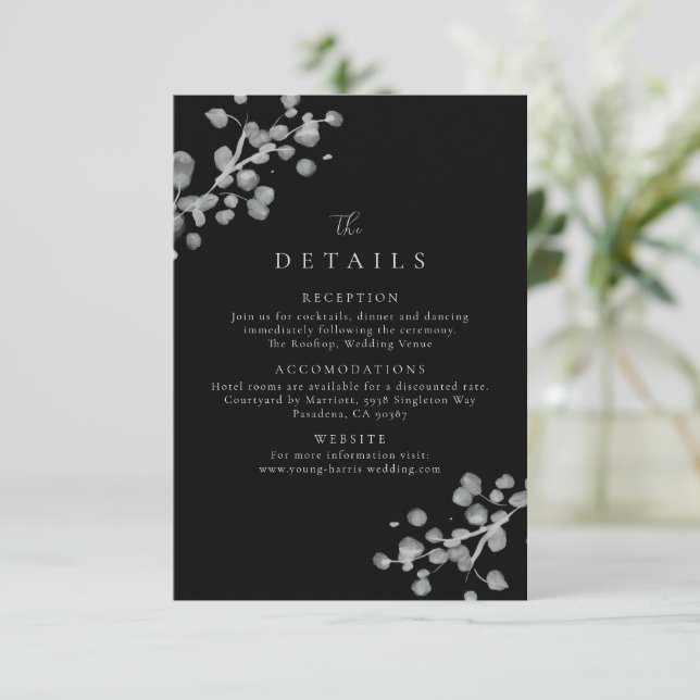 Black Lacquer Details Thank You Card (Standing Front)