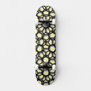 Black Lacy Geometric Art on Yellow Skateboard
