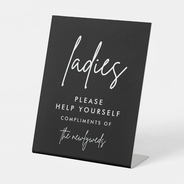 Black Ladies Wedding Bathroom Basket Sign (Front)