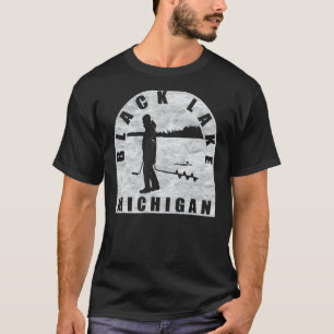 Black Lake Ice Fishing Michigan T-Shirt