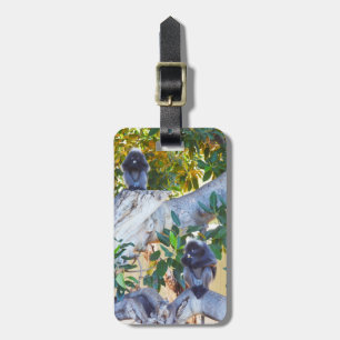 Black Langur Monkeys Eating, Luggage Tag