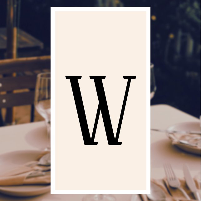 Black Large Modern Custom Initial | Linen Napkin (Creator Uploaded)