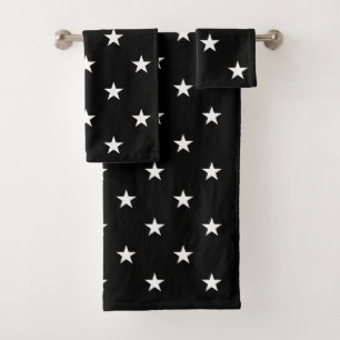 Black Large Stars Bath Towel Set