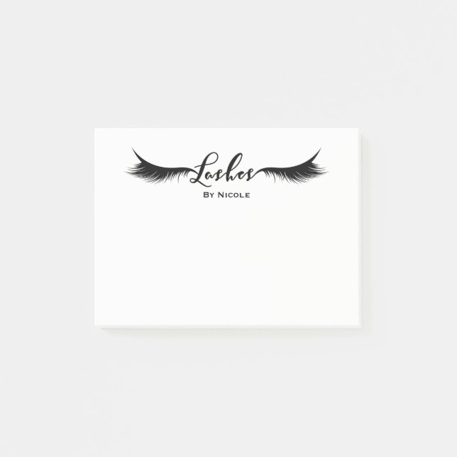 Black Lashes Eyelashes Modern Glam Personalised Post-it Notes (Front)