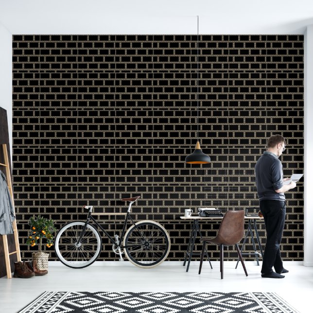 Black Lattice Geo  Wallpaper (Living Room)