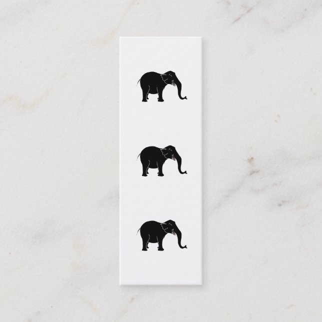 Black Laughing Elephant. Mini Business Card (Front)