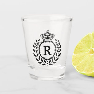 Black Laurel Wreath Crown   Royal Monogram Shot Glass