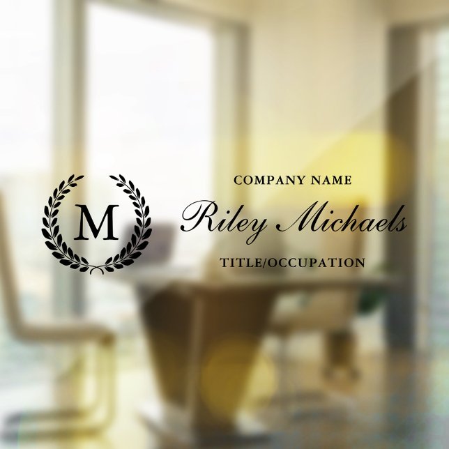 Black Laurel Wreath Elegant Monogram Name Title (Creator Uploaded)
