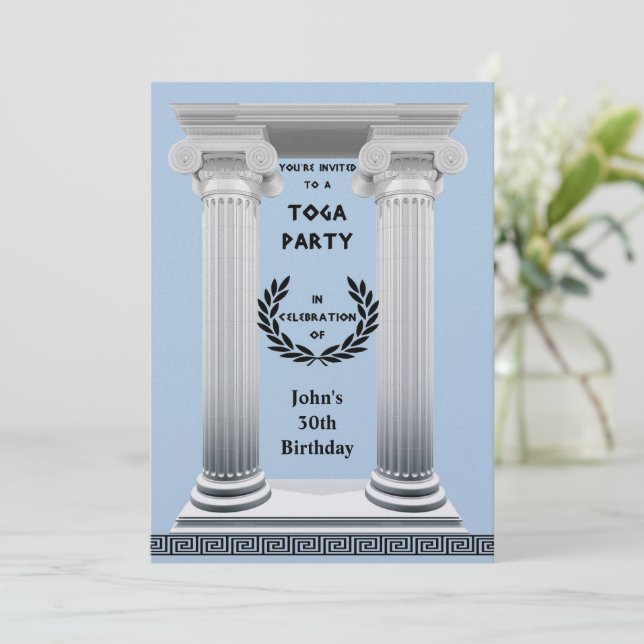 Black Laurel Wreath Invitation (Standing Front)