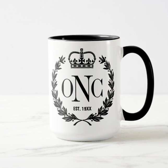 Black Laurel Wreath Monogrammed Logo Mug (Right)